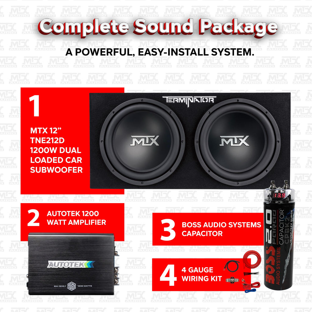 Dual 12" Subwoofer Box, Mono Amp, & Wiring Kit X666374