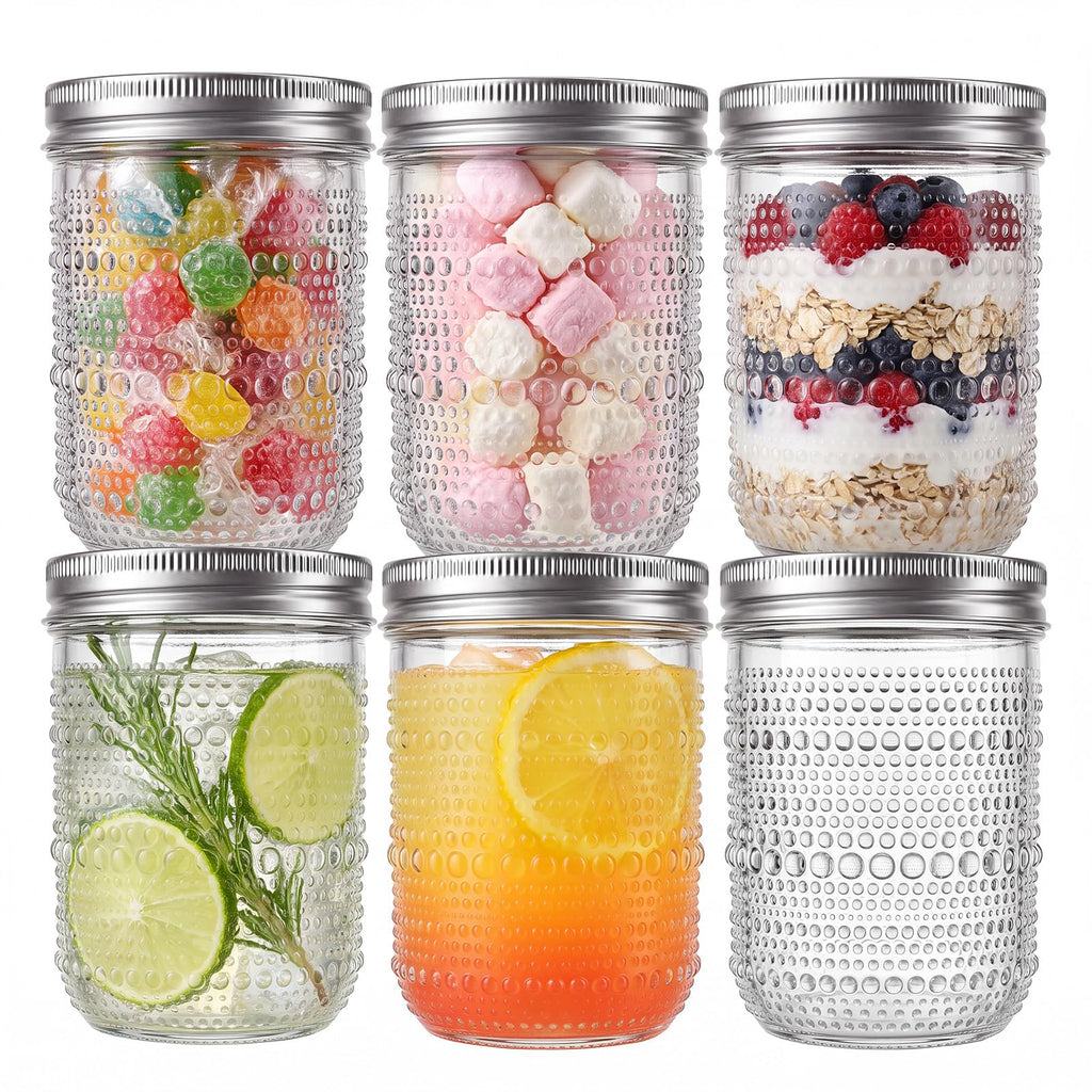 6-Pack 16 oz Wide Mouth Glass Mason Jars with Lids K5964