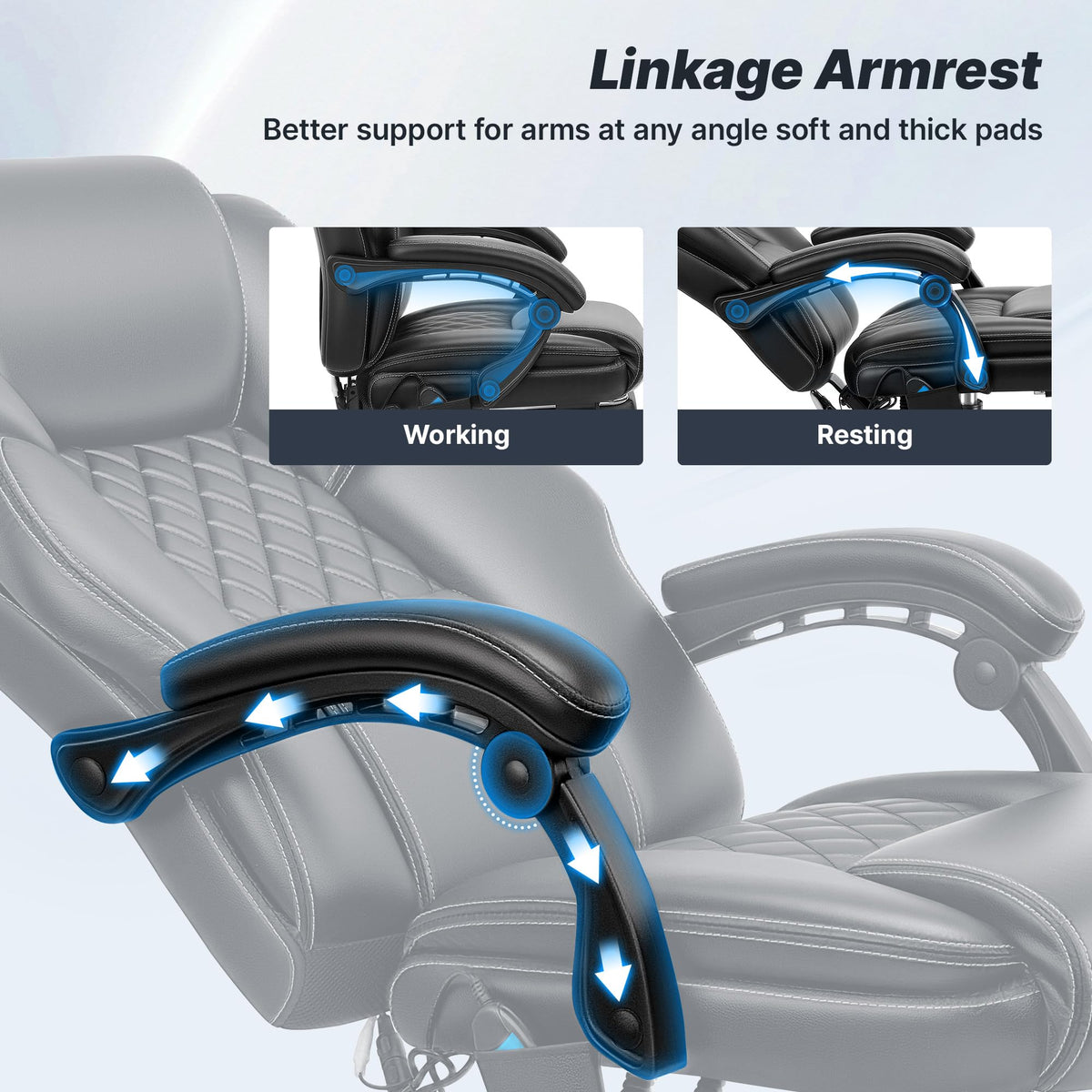 Massage Office Chair with Footrest, Heat and 160° Recline Y434