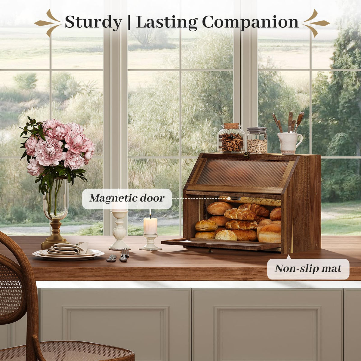 Acacia Wood 2 Layer Bread Box Q465