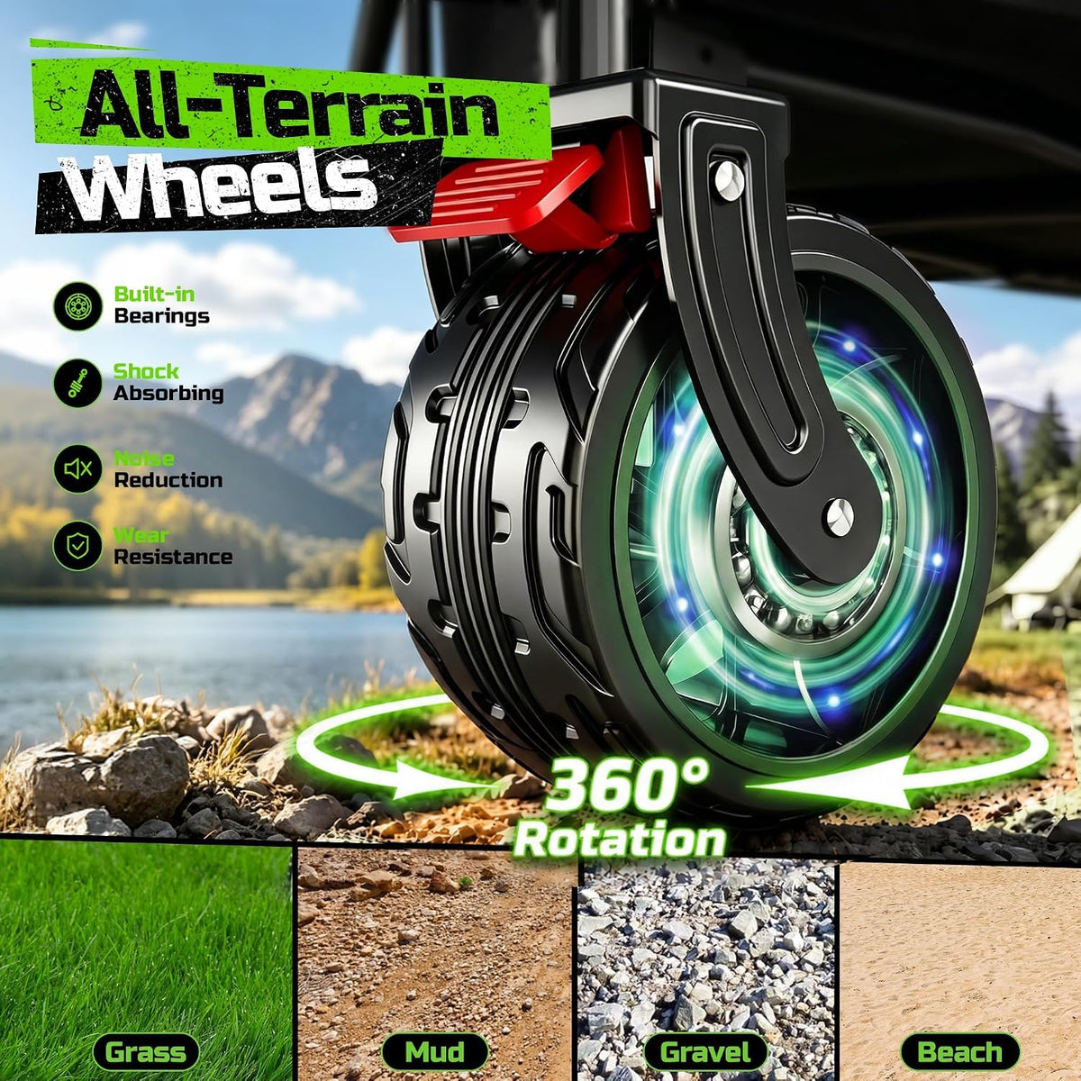 Collapsible Heavy Duty Beach Wagon with Big Wheels V277260
