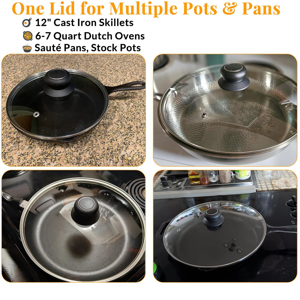 12 Inch Tempered Glass Lid for Frying Pan & Skillet W355