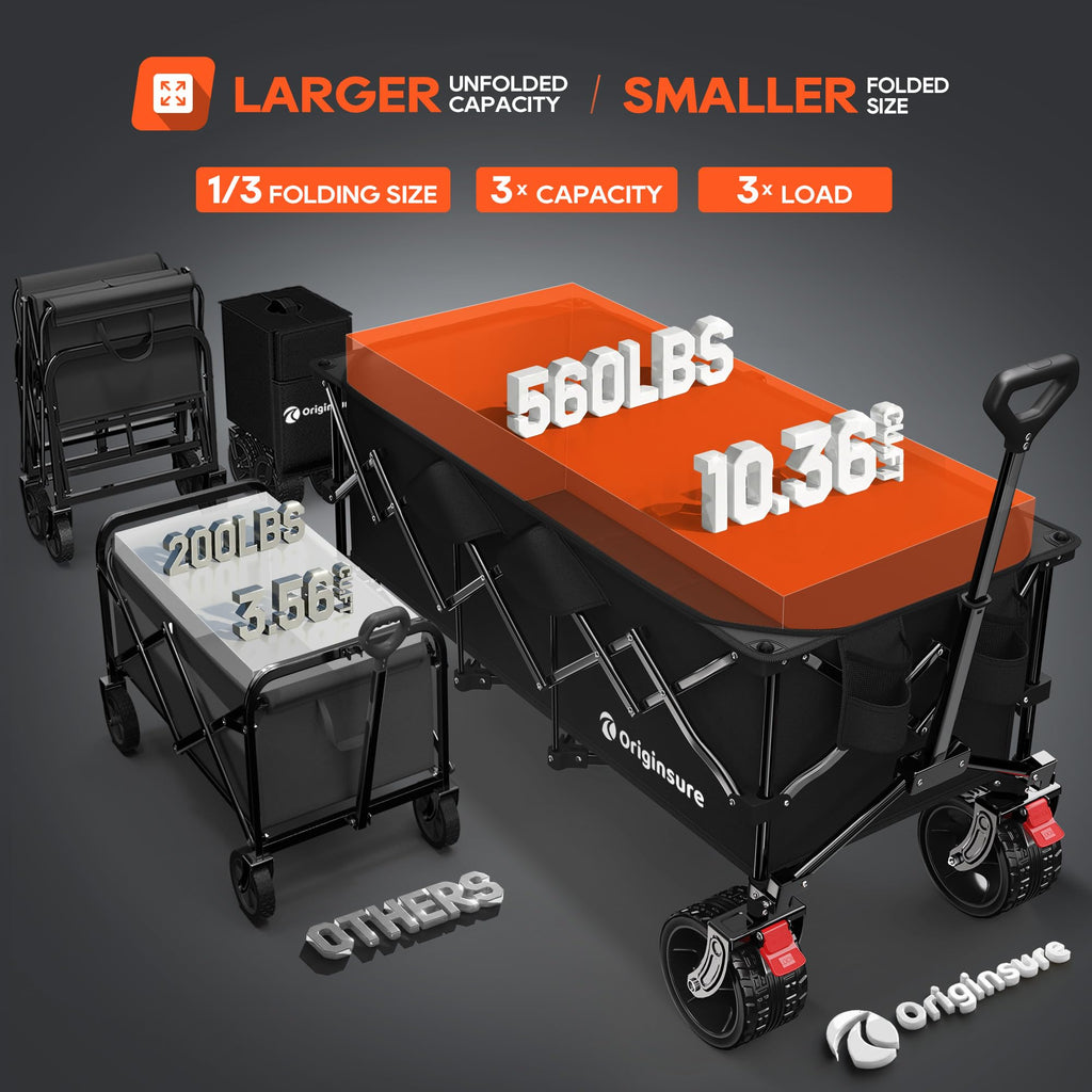 Black Foldable Beach Wagon with Big Wheels F3671