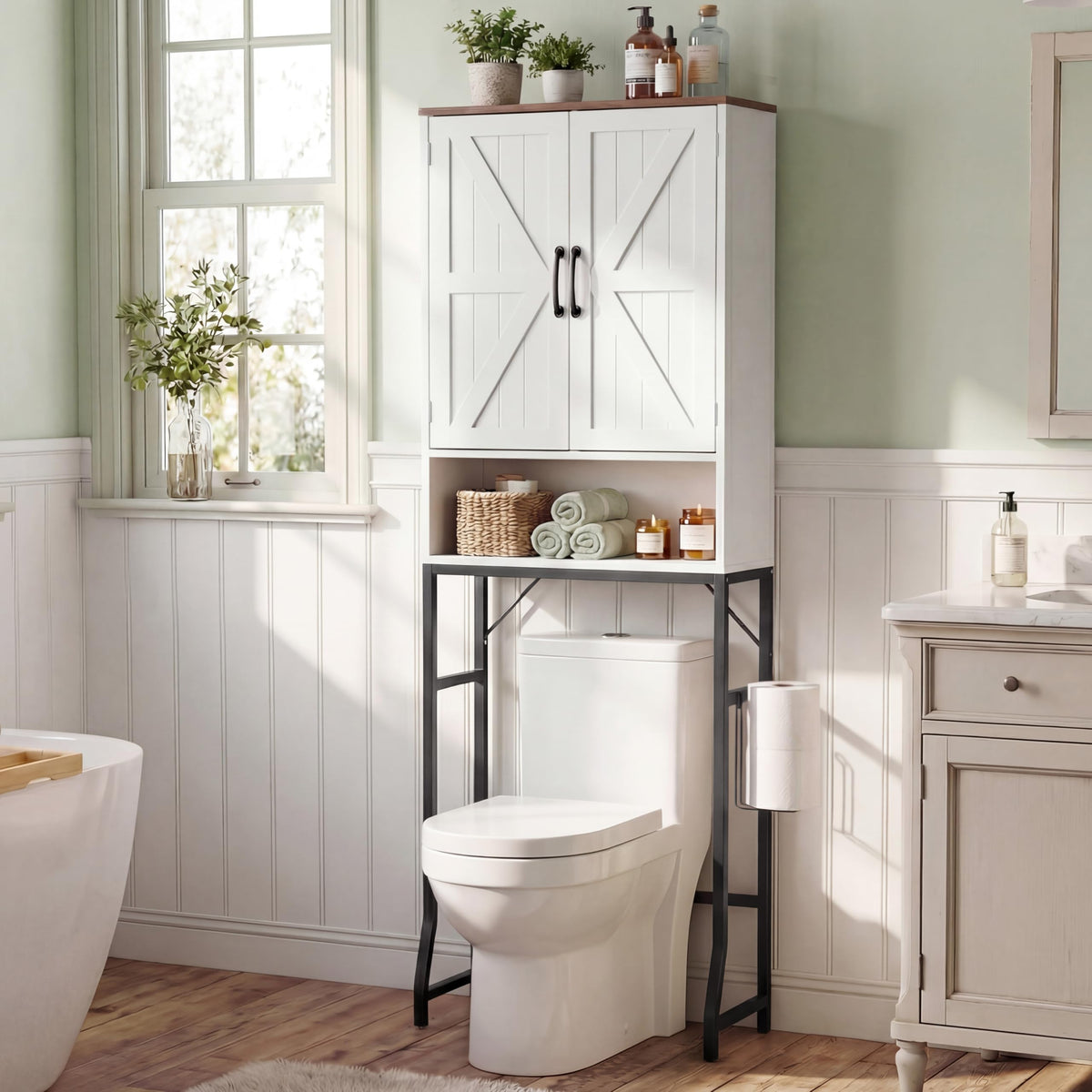 White Over The Toilet Storage Cabinet J1808