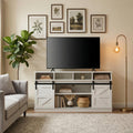 White 58 Inch Farmhouse TV Stand with Sliding Barn Doors O8534