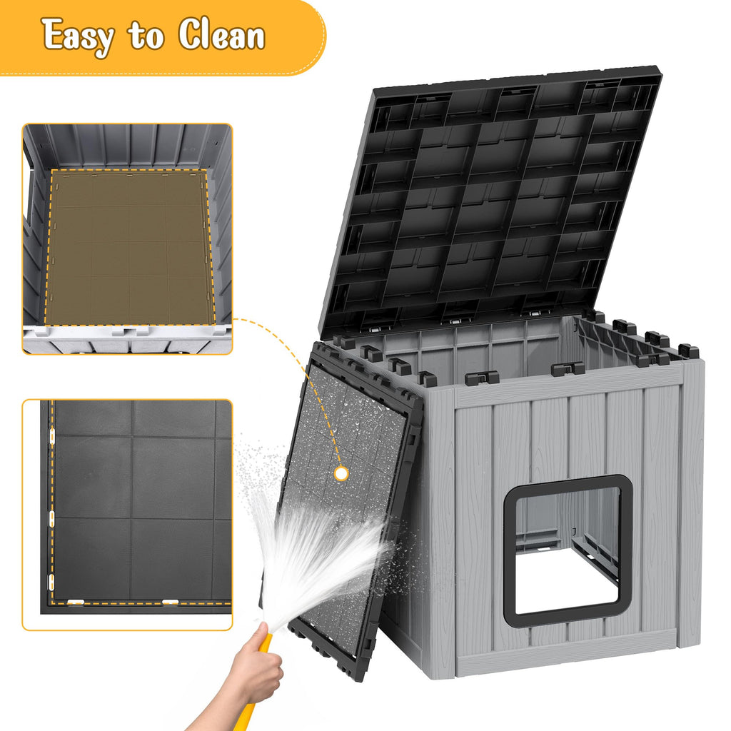 Weatherproof Insulated Resin Outdoor Cat House B52383