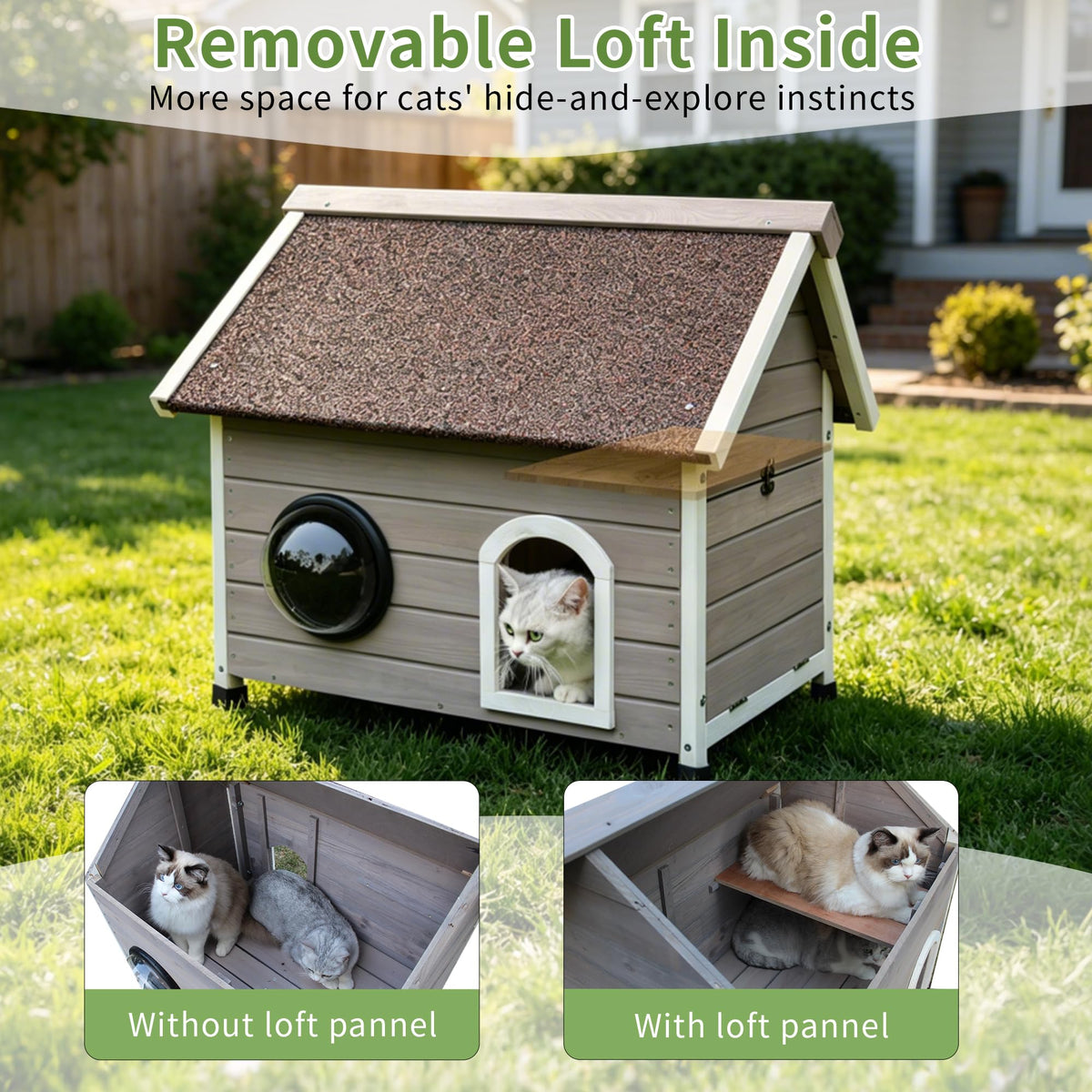 Wooden Elevated Outdoor Cat House J104447