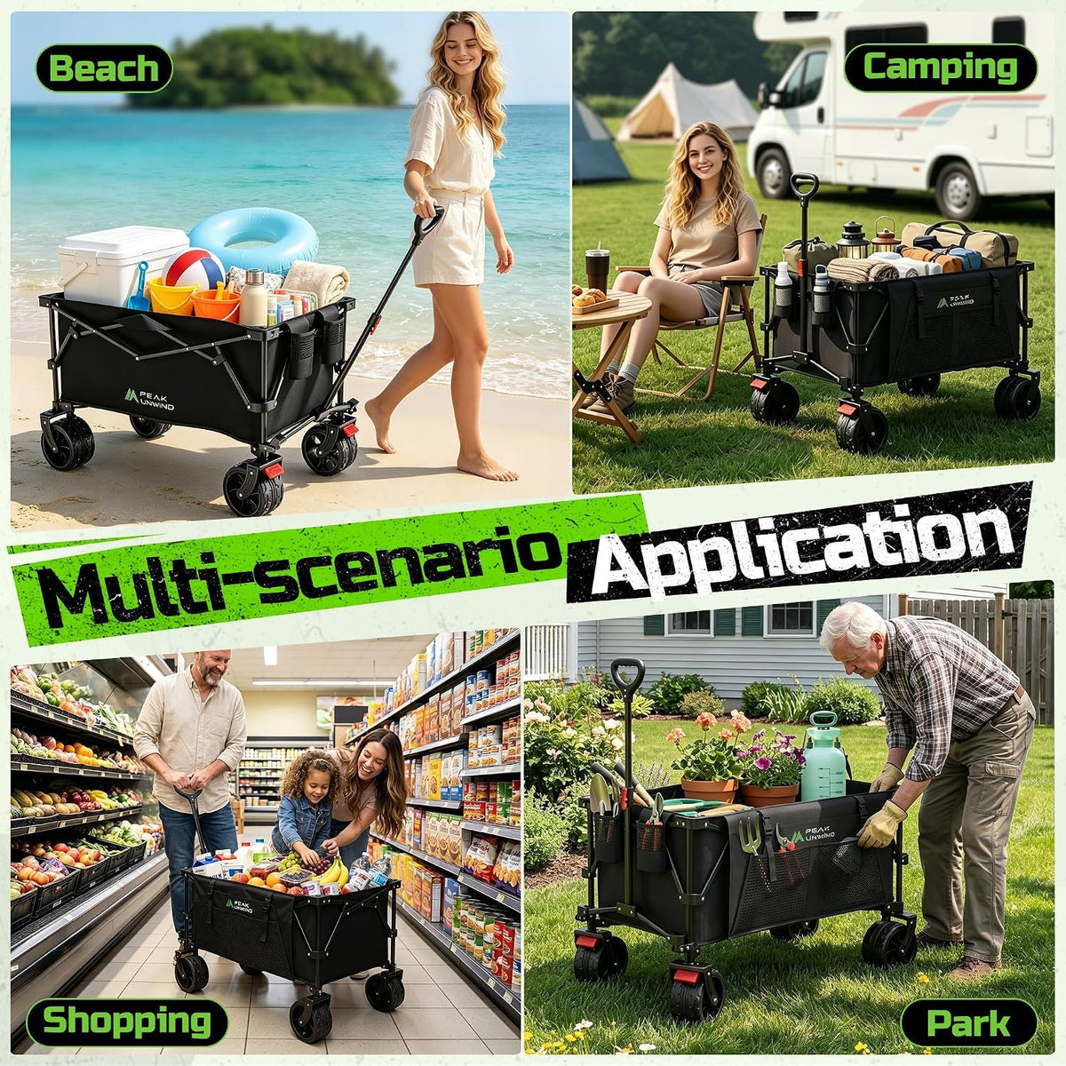 Collapsible Heavy Duty Beach Wagon with Big Wheels V277260