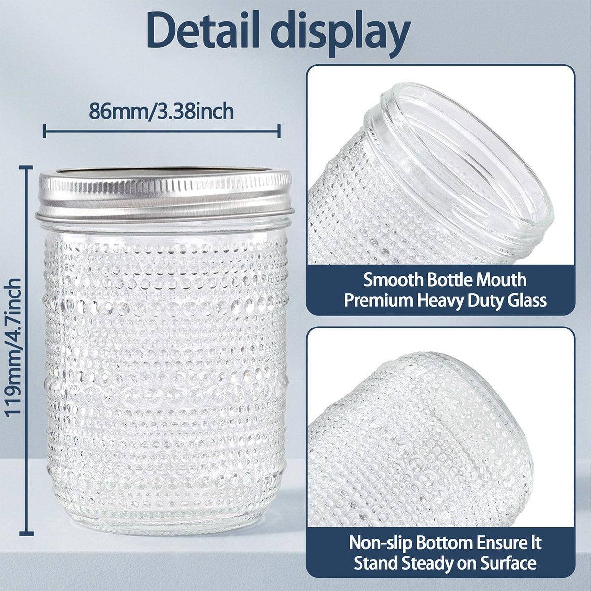 6-Pack 16 oz Wide Mouth Glass Mason Jars with Lids K5964