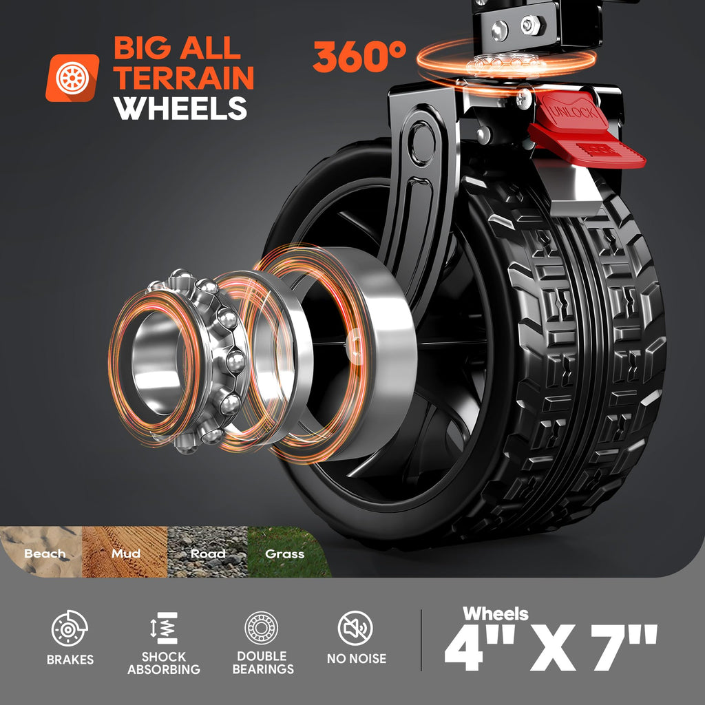 Black Foldable Beach Wagon with Big Wheels F3671