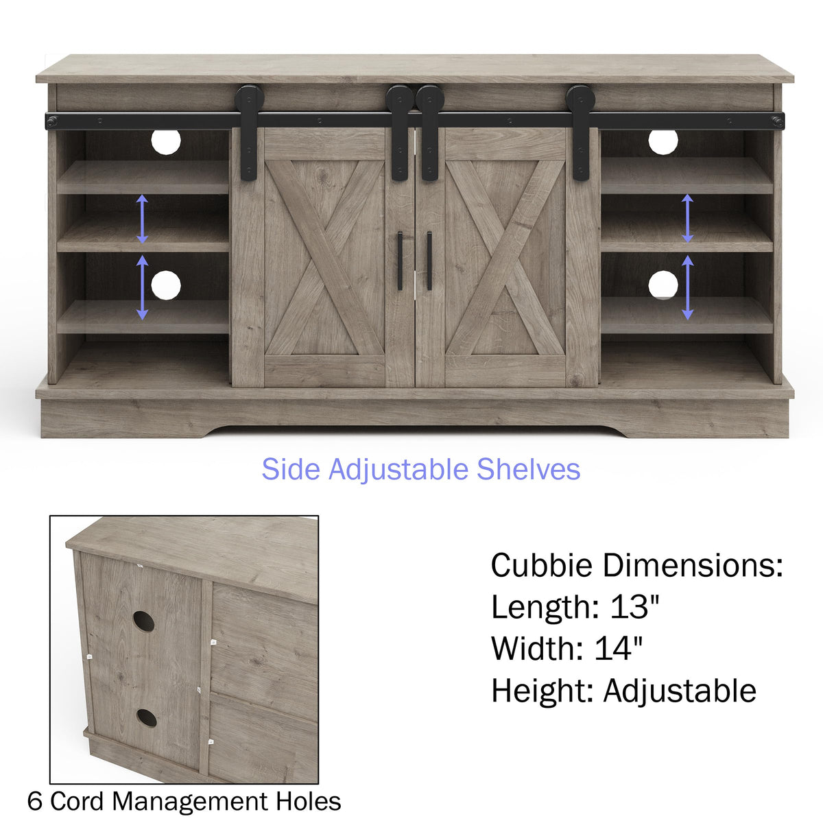 65-Inch TV Stand with Sliding Barn Doors G198