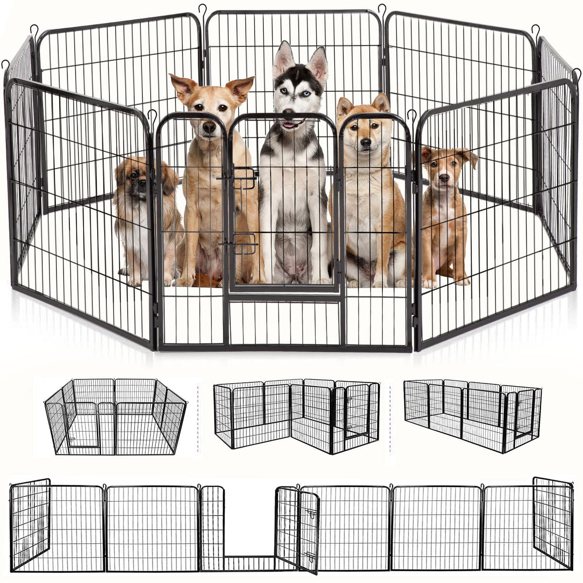 32" 8 Panel Heavy Duty Metal Dog Playpen F744411