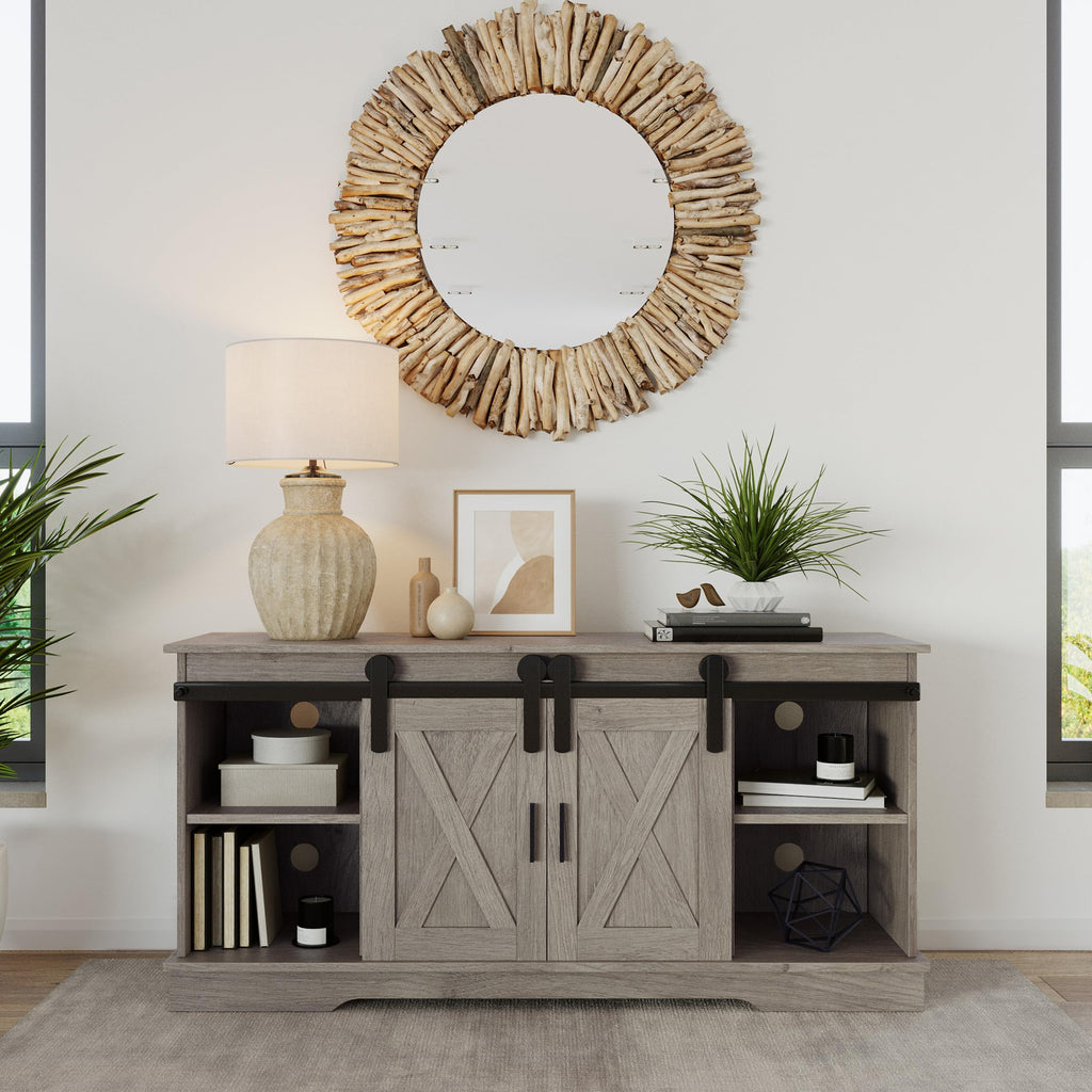 65-Inch TV Stand with Sliding Barn Doors G198
