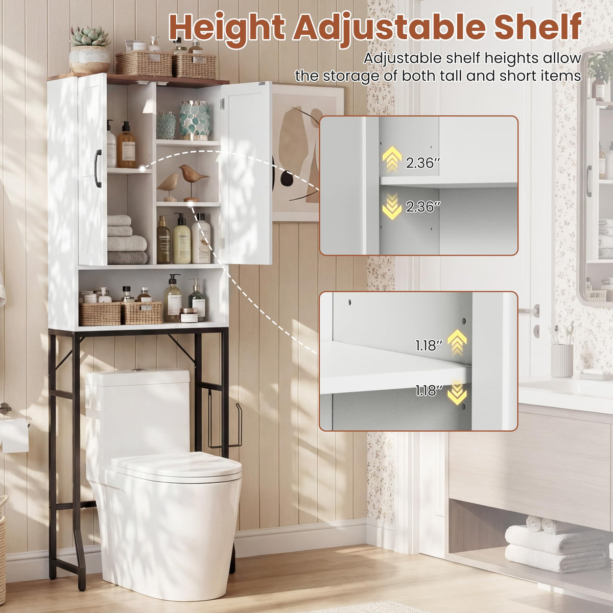 White Over The Toilet Storage Cabinet J1808