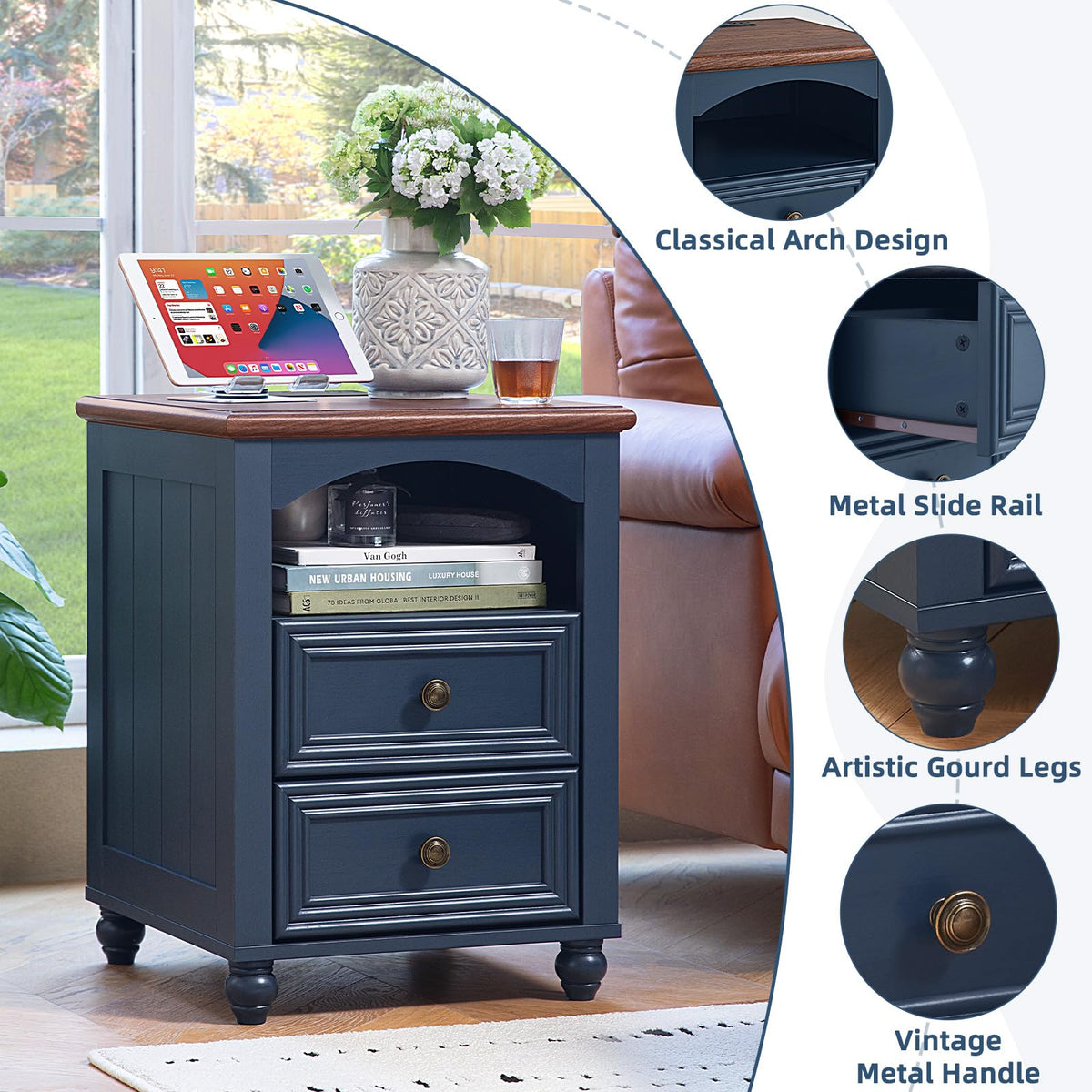 18" Nightstand with Charger Station O835709