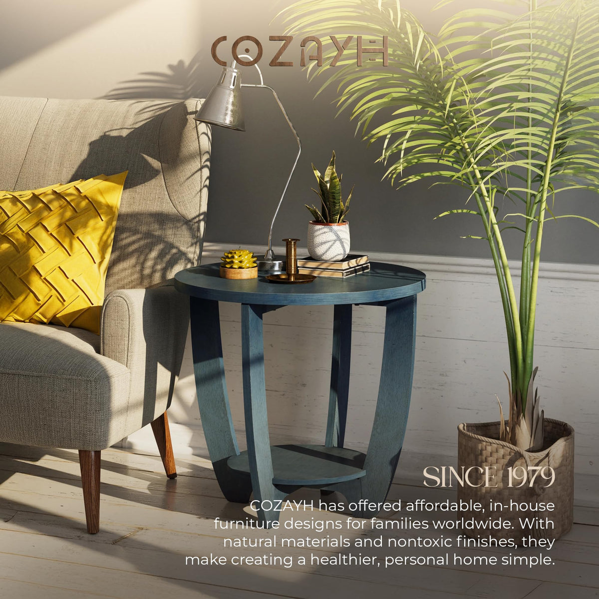 Round End Table with Storage Shelf Q9272