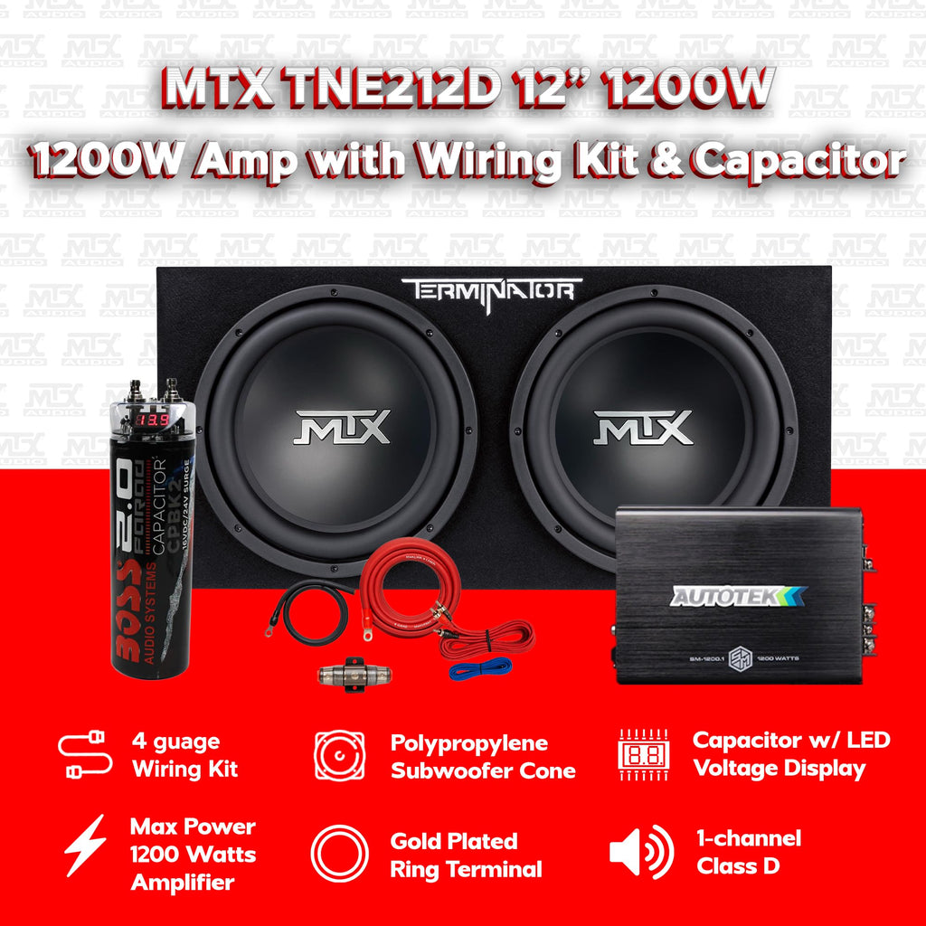 Dual 12" Subwoofer Box, Mono Amp, & Wiring Kit X666374