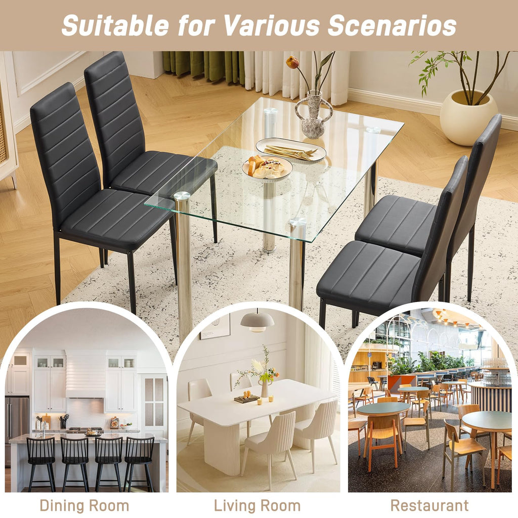 Black PU Leather Dining Chairs Set of 4 W608047