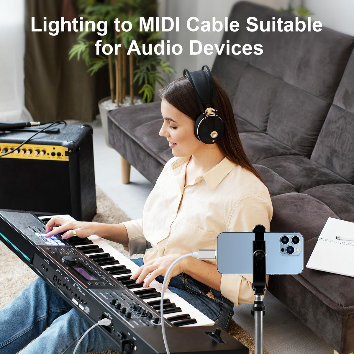 Lightning to MIDI Cable, 6.6FT Type B OTG A2208