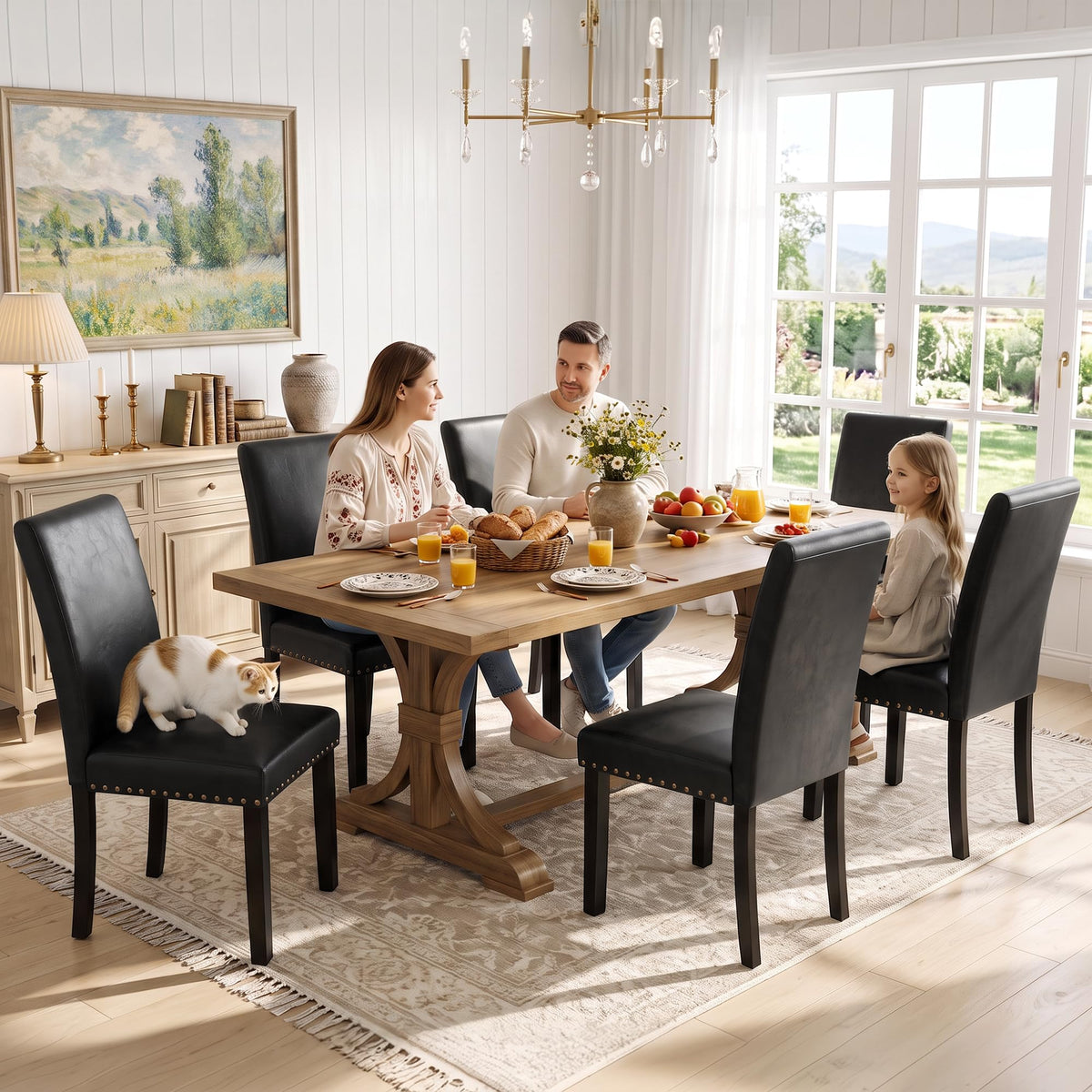 Black PU Leather Dining Chairs Set of 6 Z1460