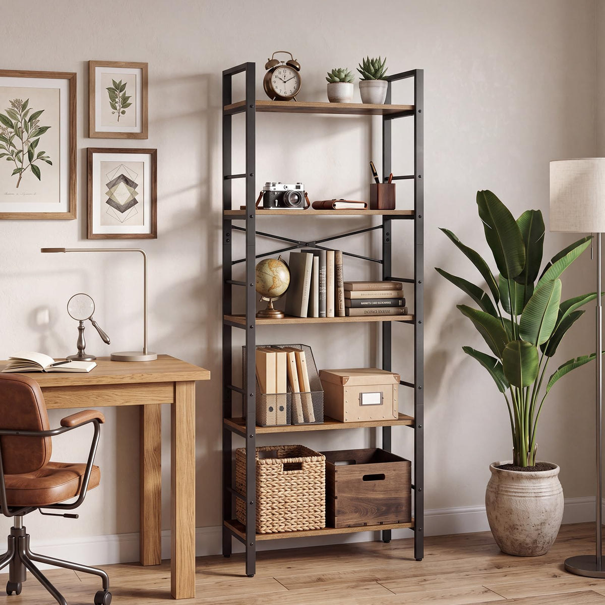 5-Tier Arched Bookcase with Side Rails H592242