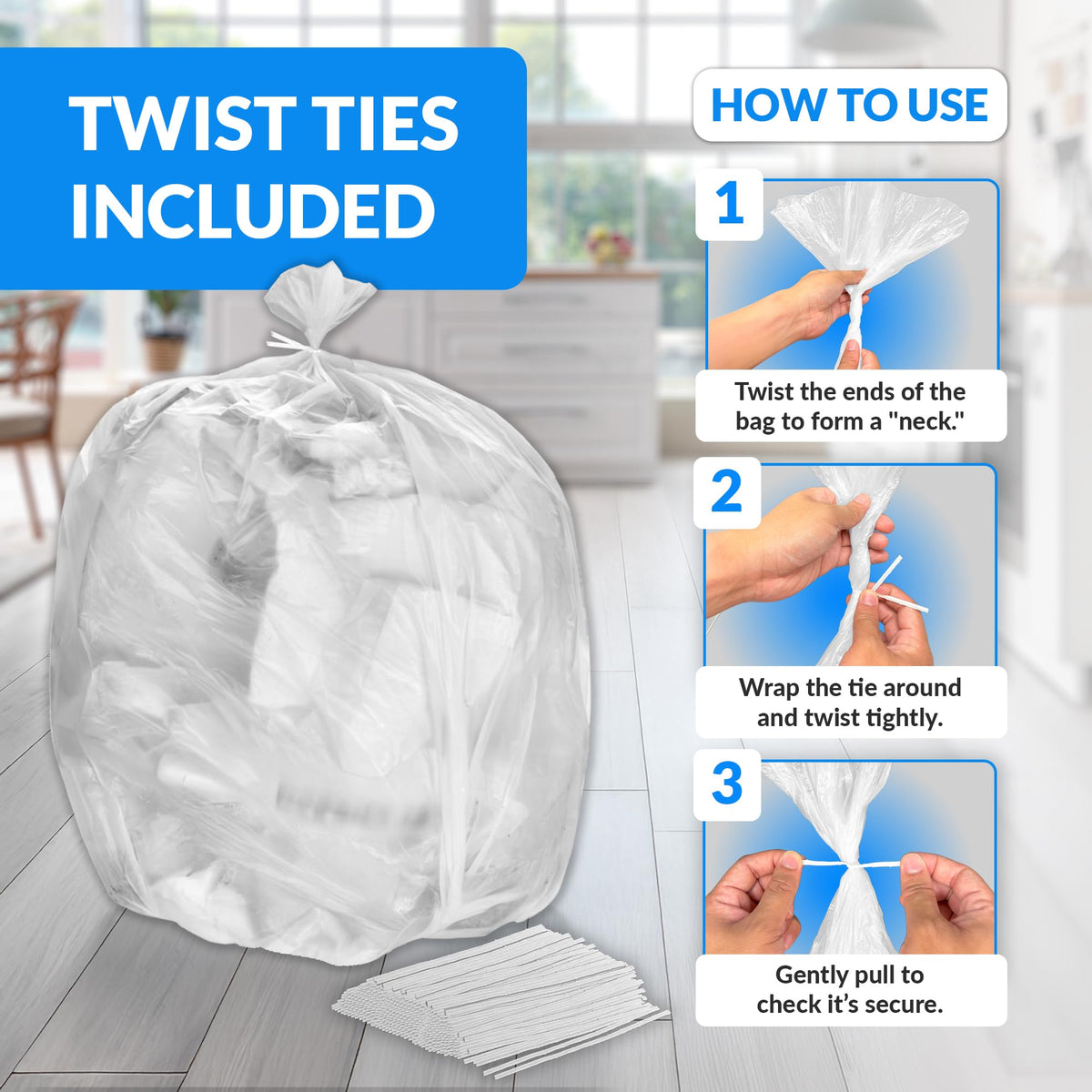 55 Gallon Heavy Duty Clear Trash Bags 100 Count I4646
