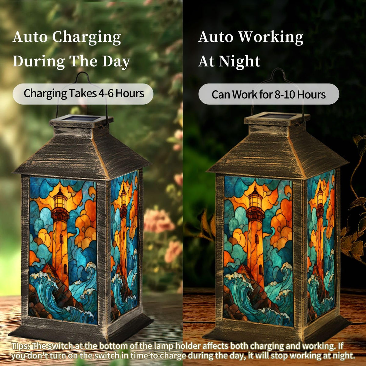 Solar Powered Outdoor Waterproof Hanging Lantern D283