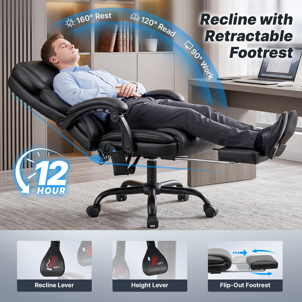 Massage Office Chair with Footrest, Heat and 160° Recline Y434