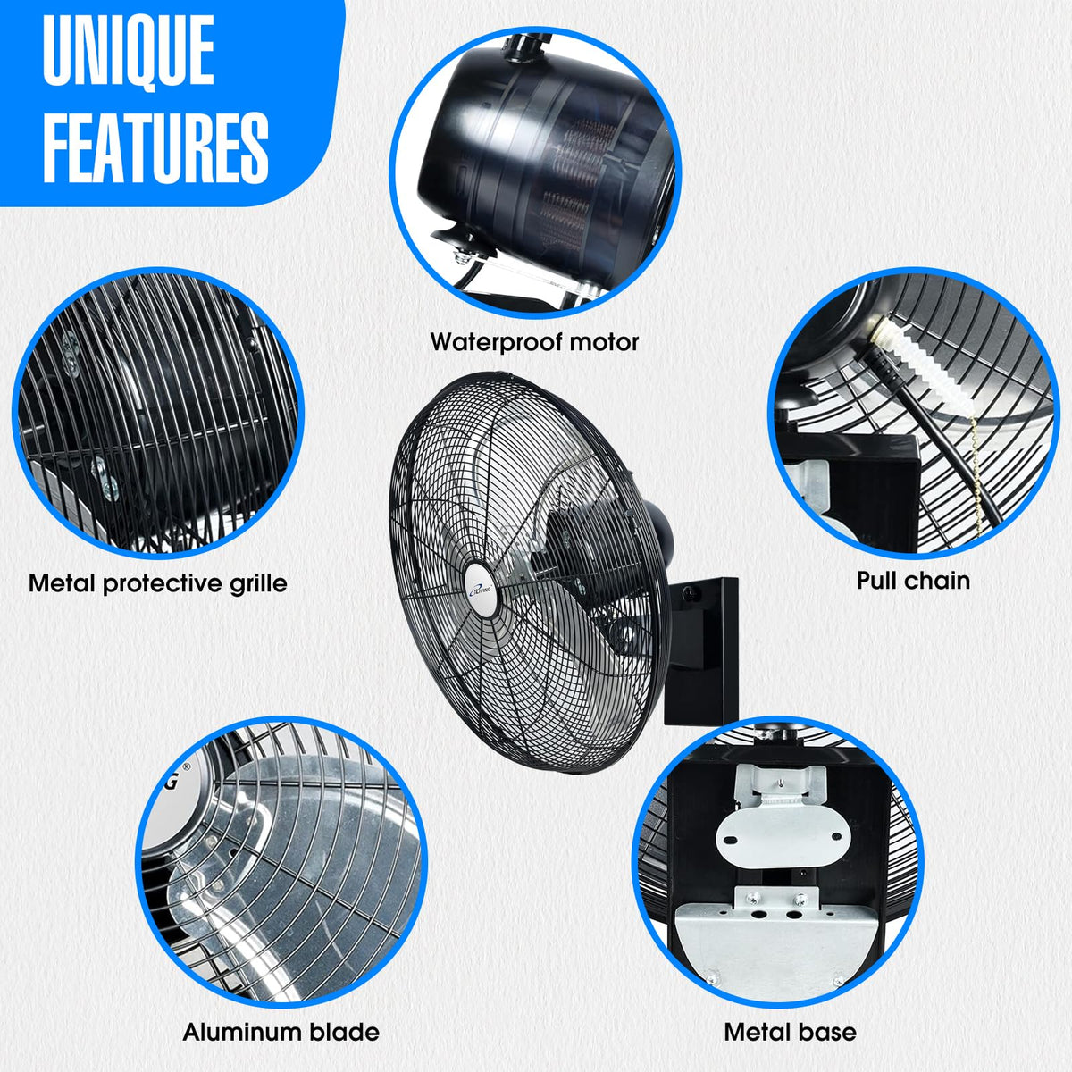 20" Outdoor Oscillating High Velocity Wall Fan, Black V5510