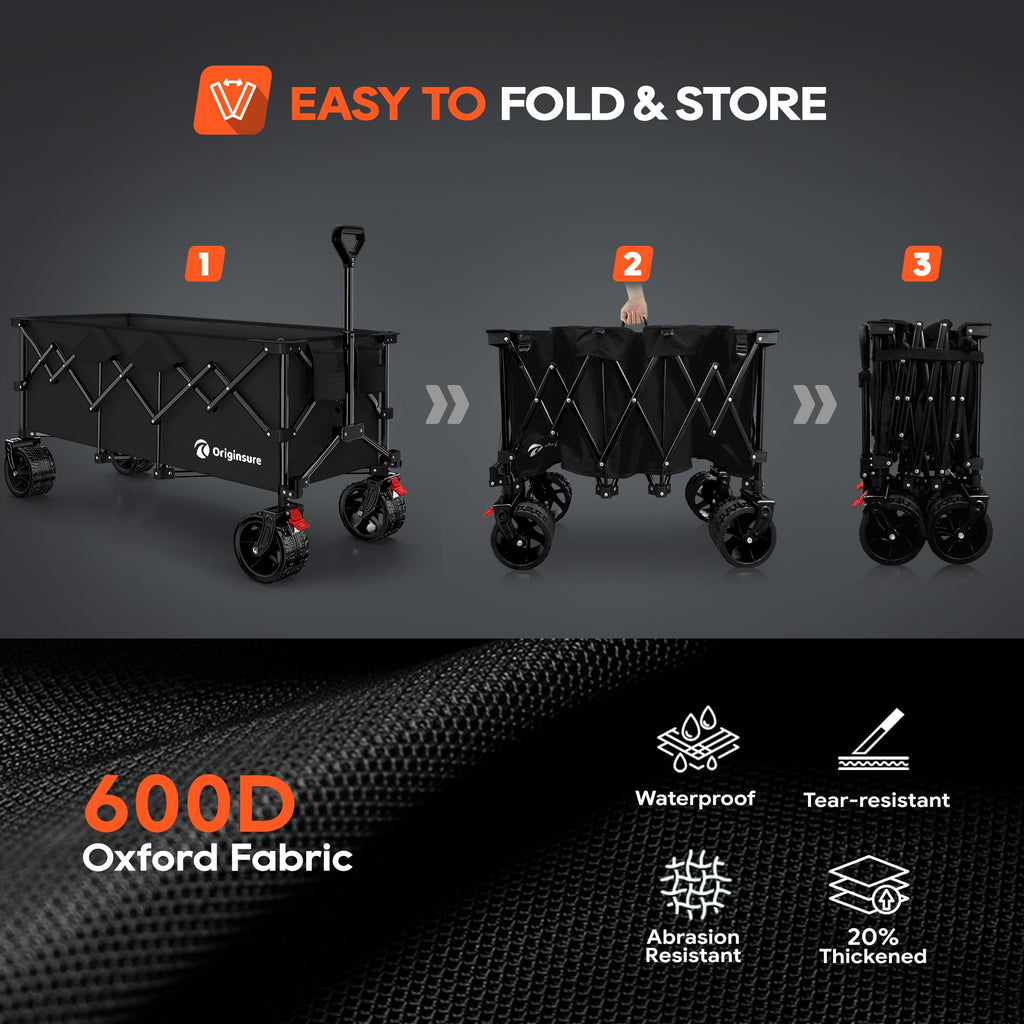 Black Foldable Beach Wagon with Big Wheels F3671