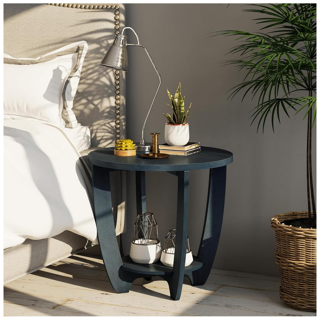 Round End Table with Storage Shelf Q9272