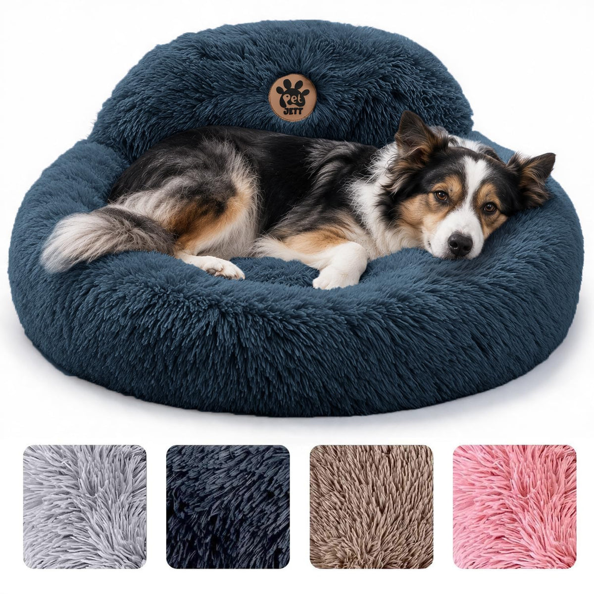 Medium Size Washable Anti-Slip Fluffy Plush Round Dog Bed R460330
