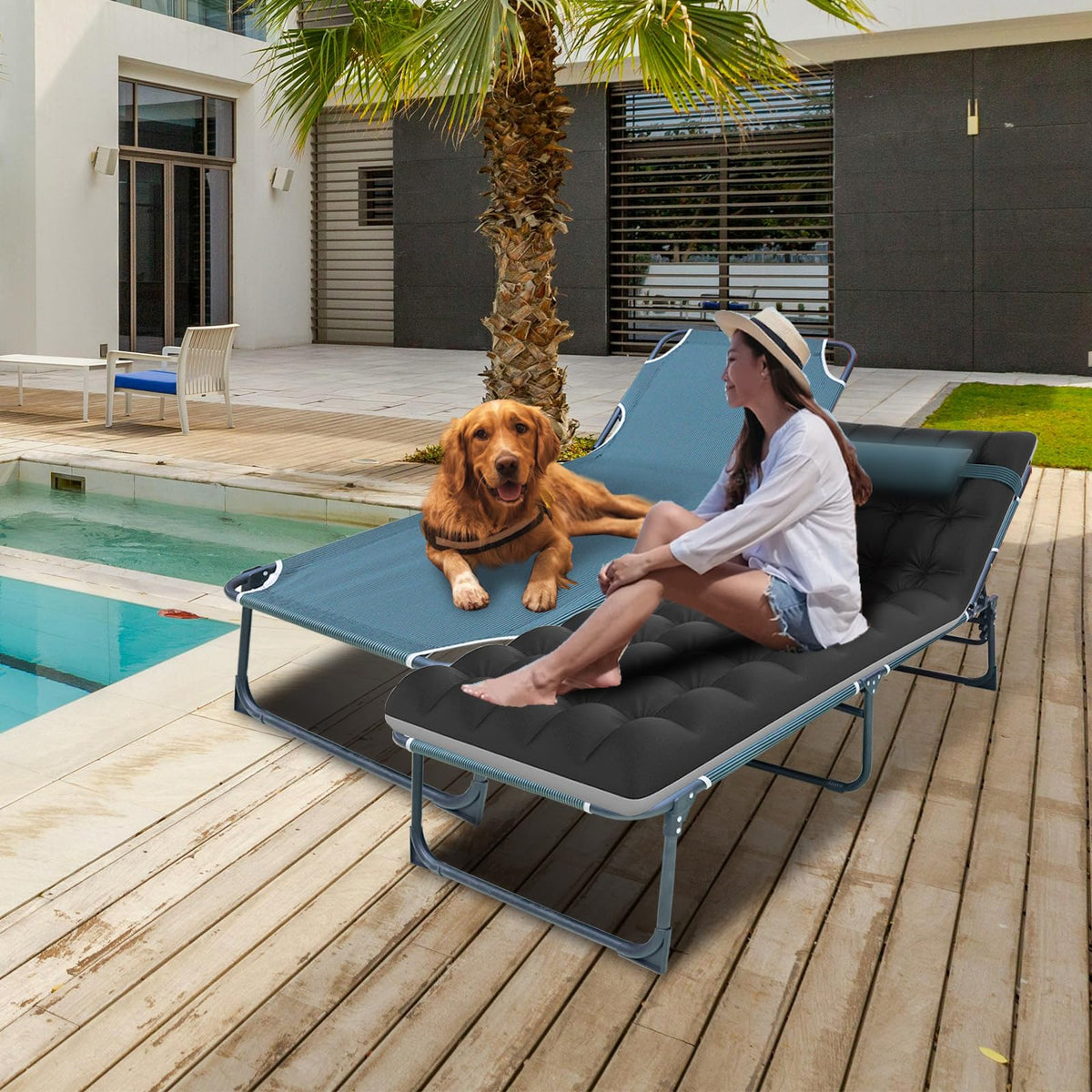 5-Position Folding Camping Cot with Mattress E716