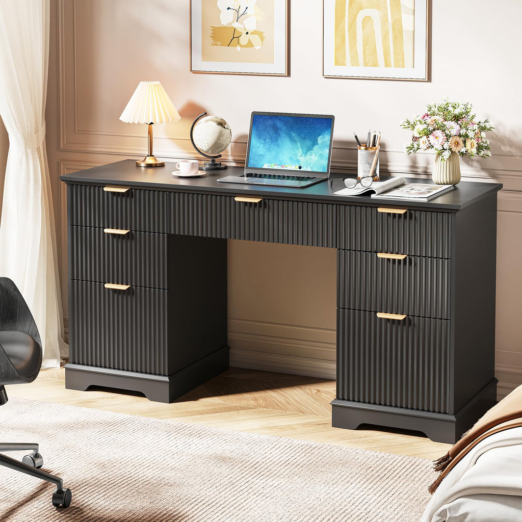 59" Fluted Desk with Storage Drawers U56890