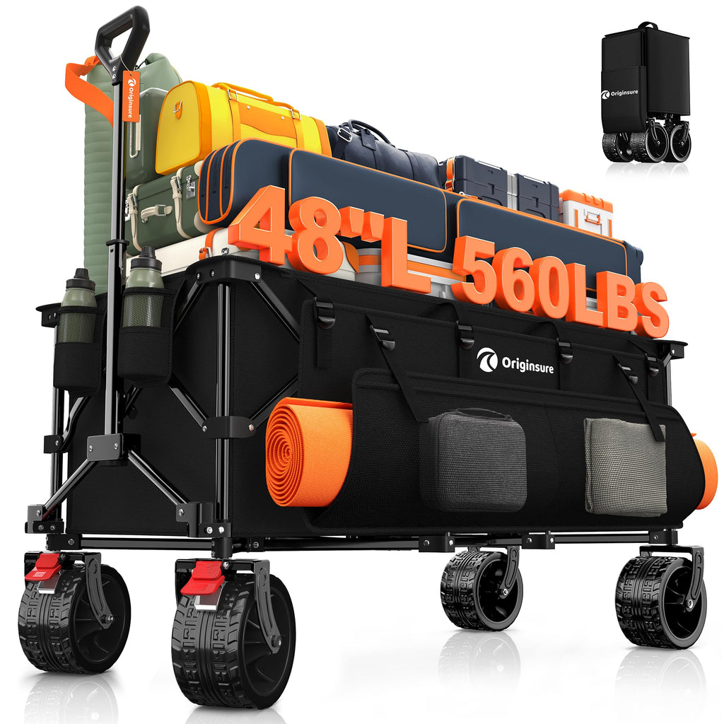 Black Foldable Beach Wagon with Big Wheels F3671