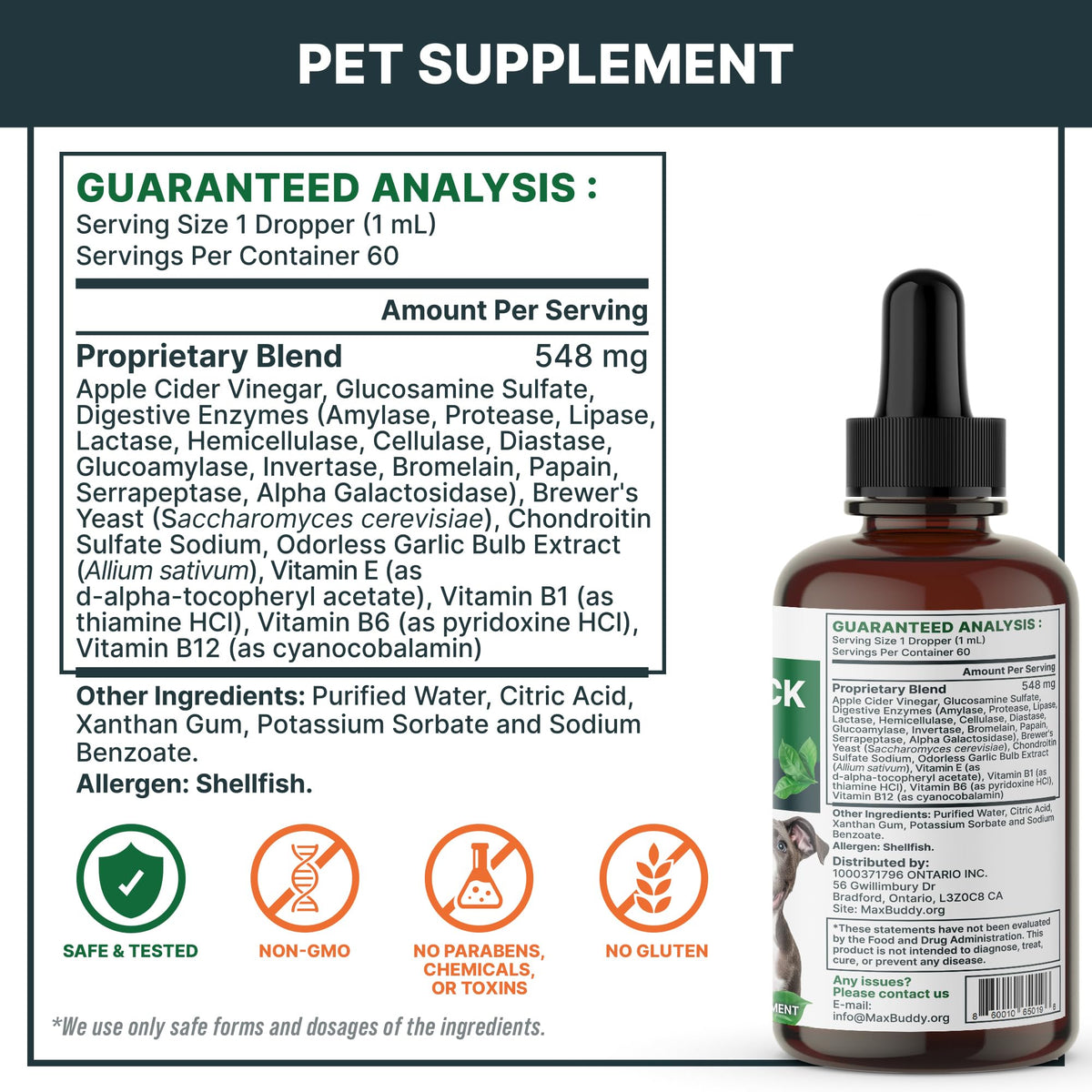 Natural Flea and Tick Oral Supplement Drops for Dogs and Cats Y7355