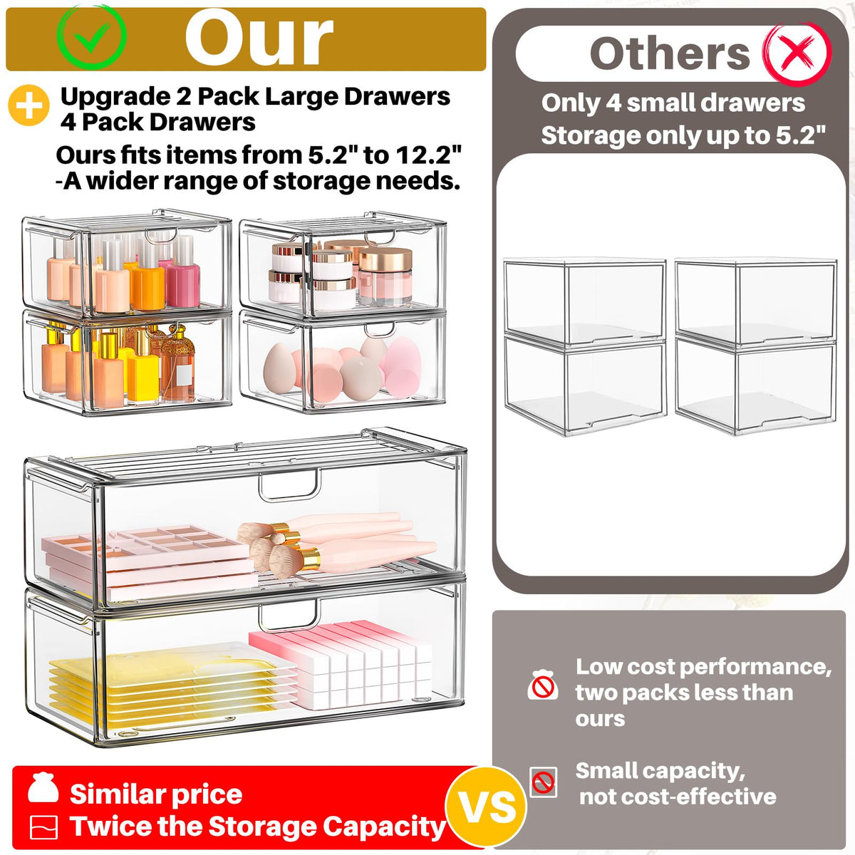 Acrylic Stackable Storage Drawers 6-Pack E4052