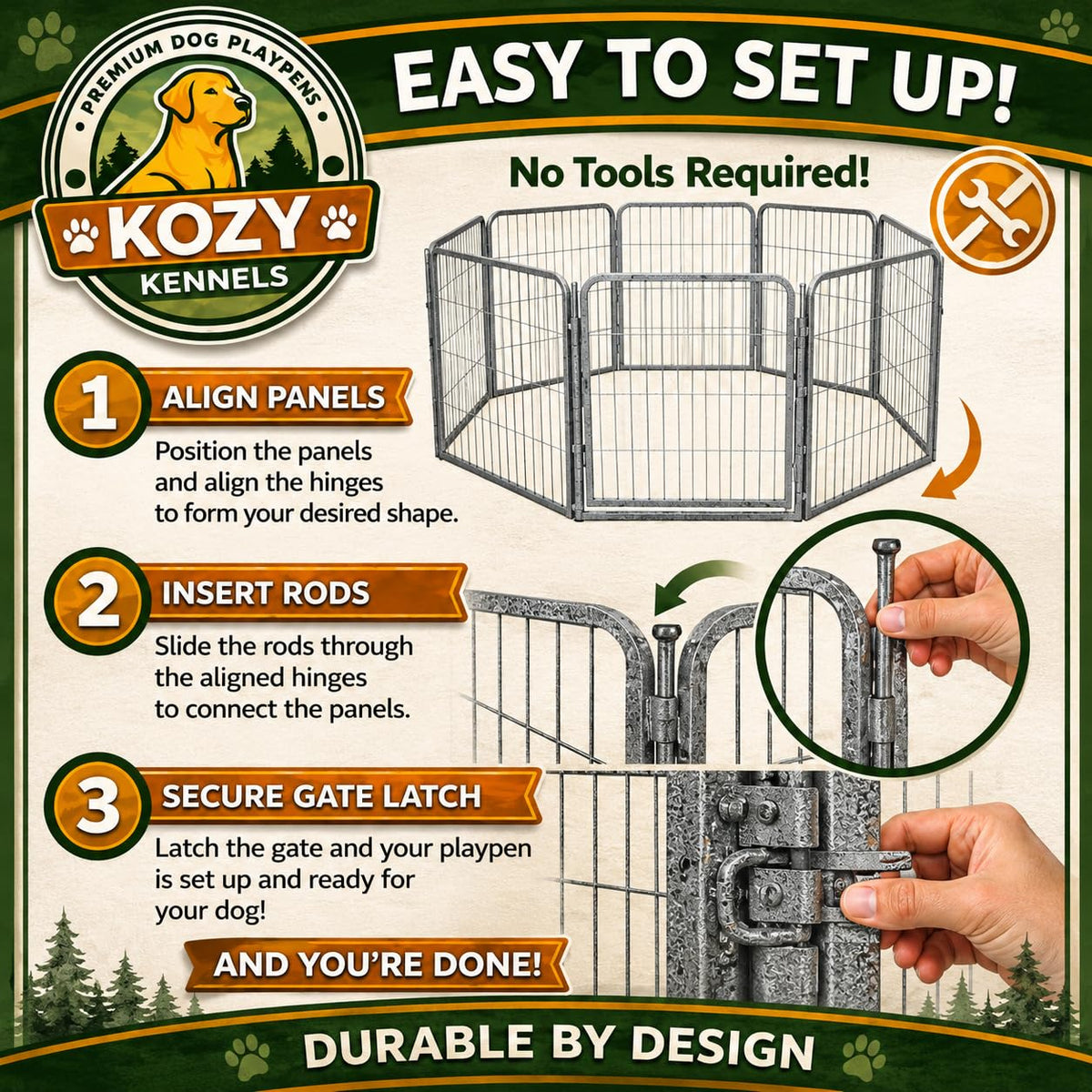 40 inch 16 Panels Portable Heavy Duty Metal Dog Playpen I503327