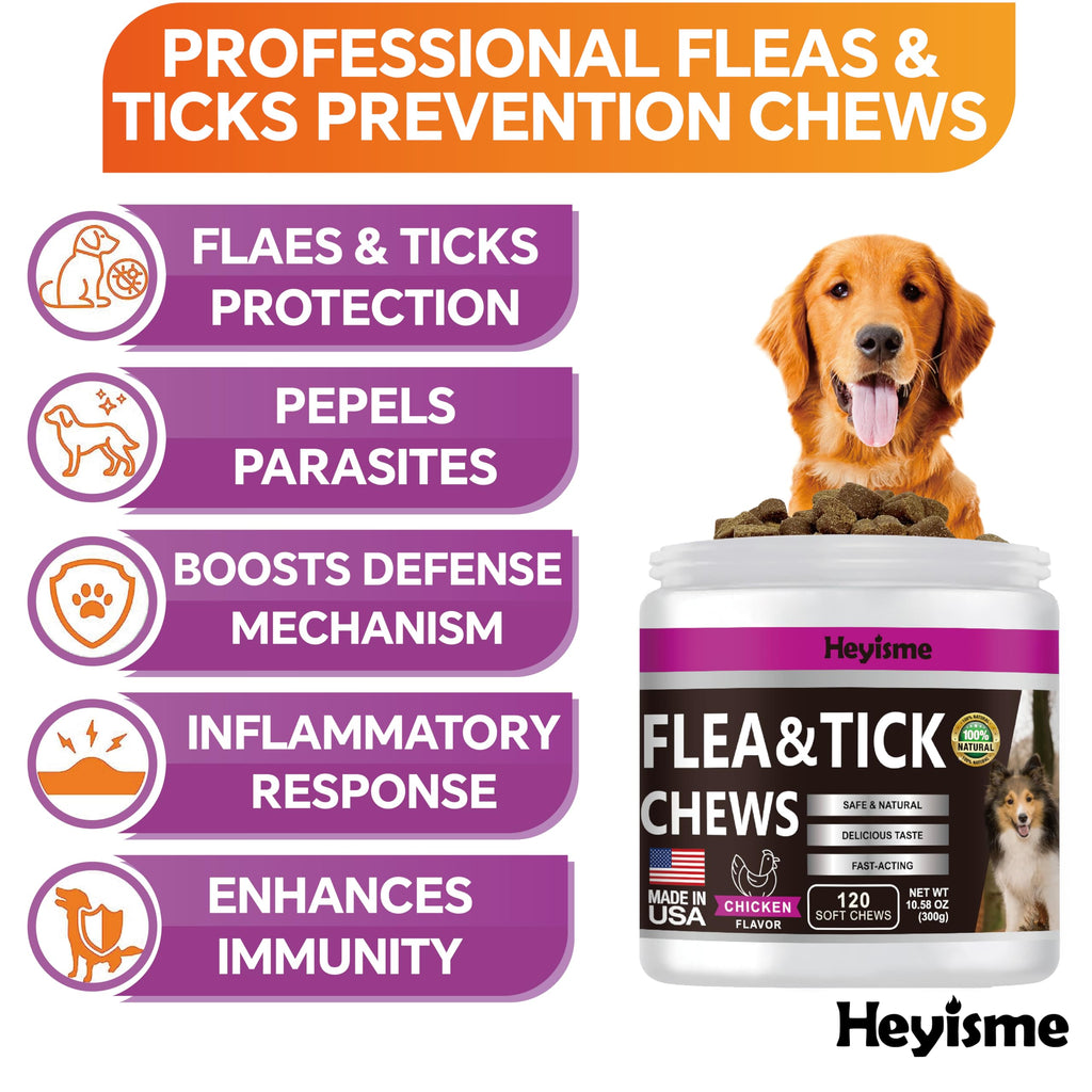 Flea and Tick Chewables for Dogs Chicken 120 Chews Q671