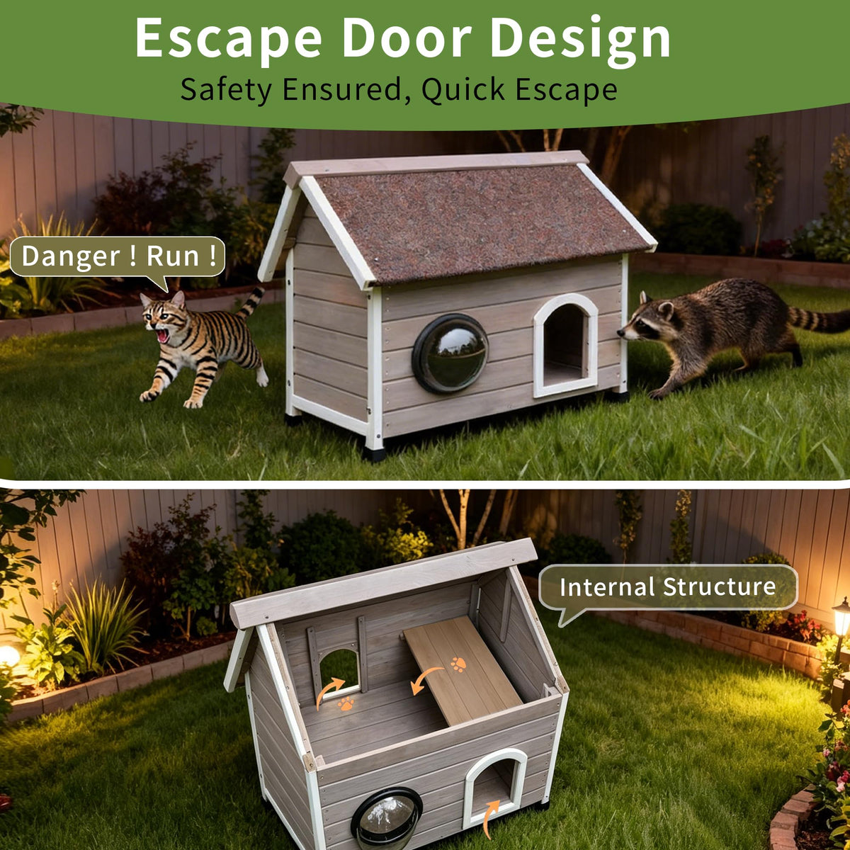 Wooden Elevated Outdoor Cat House J104447