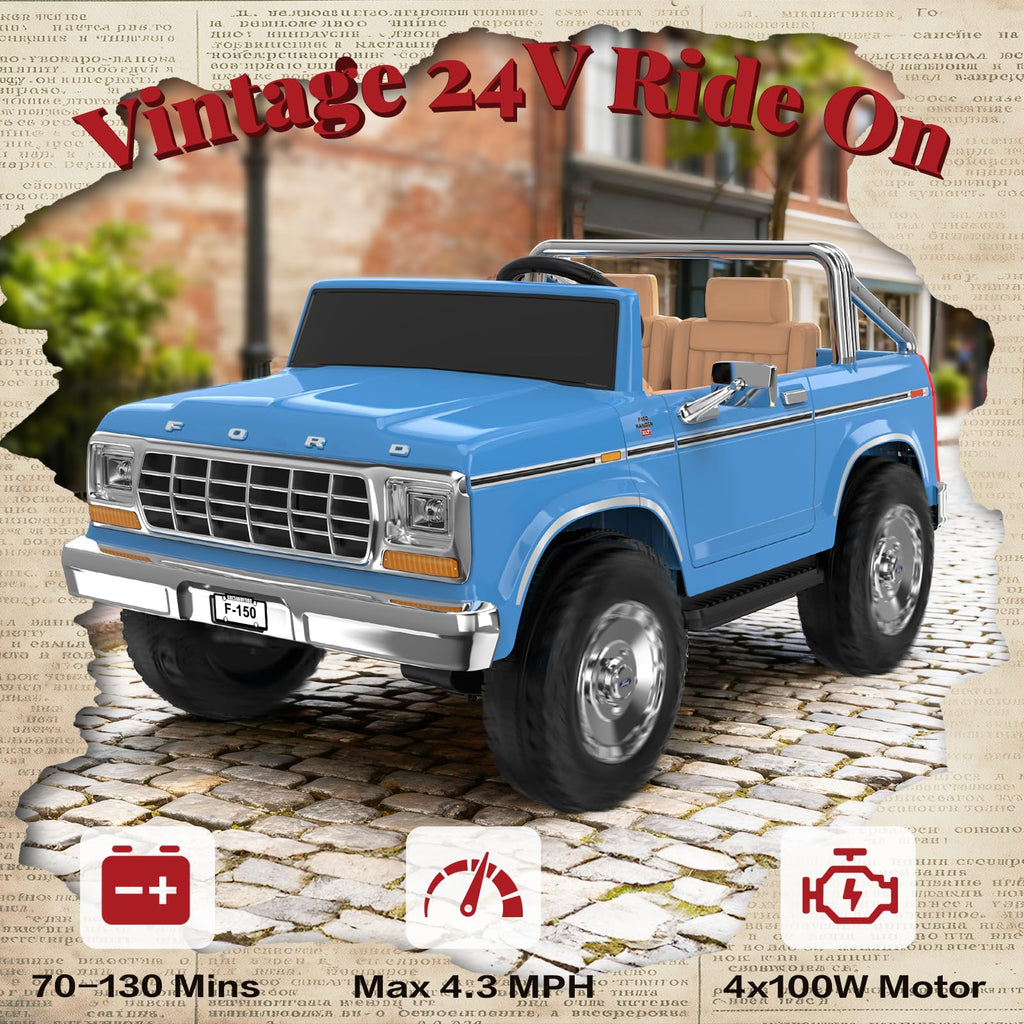 Blue 24V 2 Seater Ride on Car V971