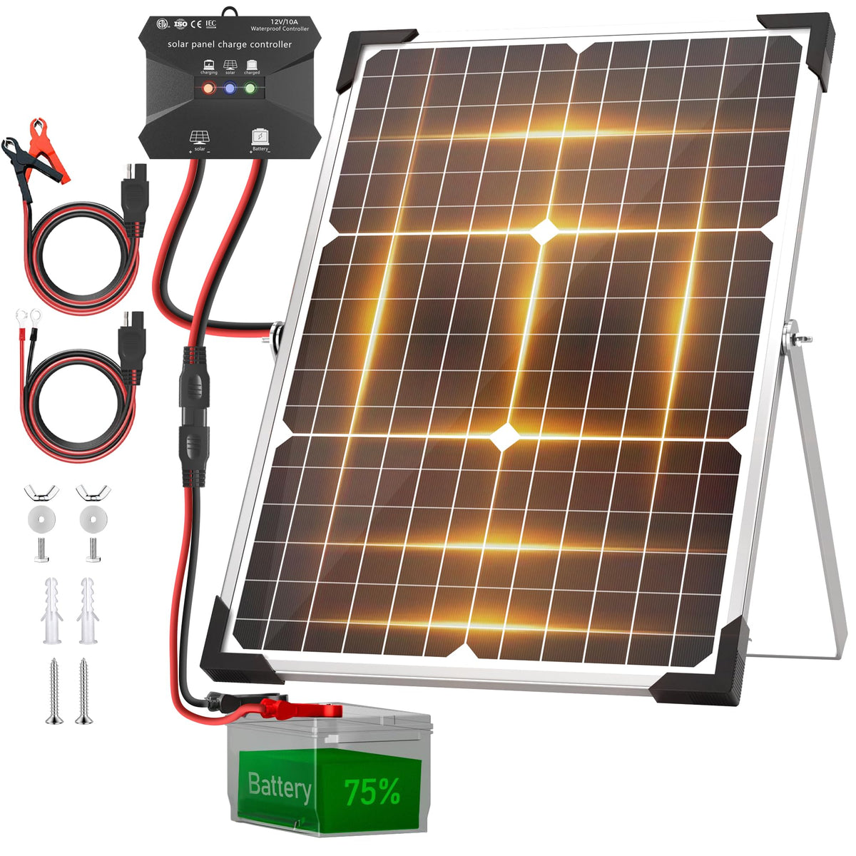 30W 12V Solar Panel Battery Charger Kit Z639273