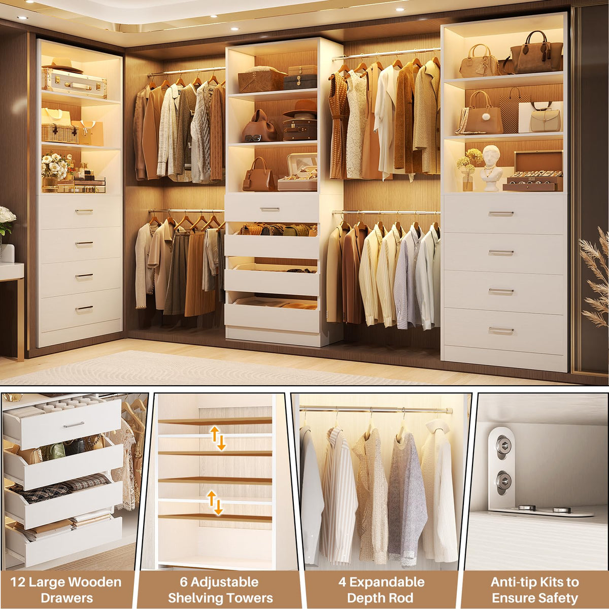 Wood Closet Organizer with 12 Drawers J64591