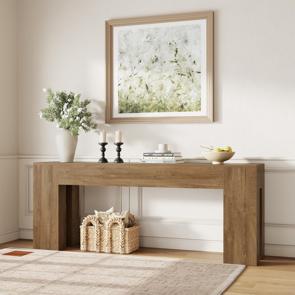 79-Inch Natural Oak Sofa Console Table Z99840