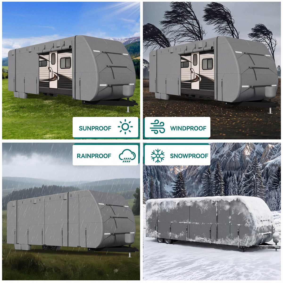 24-27FT Travel Trailer Cover 9-Layers Non-Woven Fabric E1638