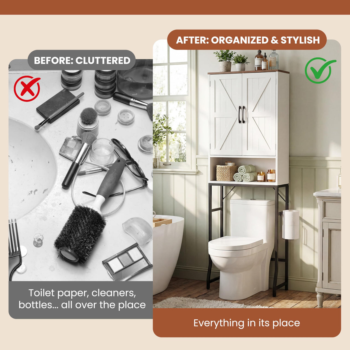 White Over The Toilet Storage Cabinet J1808