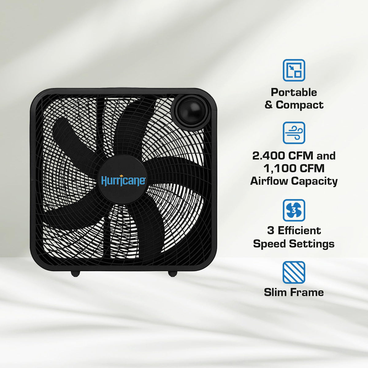 Black 3 Speed 20in Floor Box Fan H719