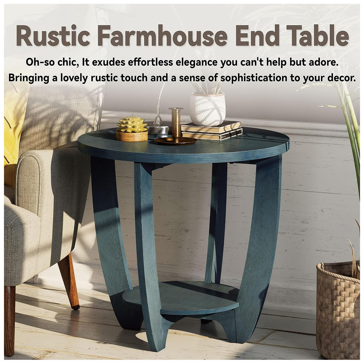 Round End Table with Storage Shelf Q9272