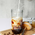 Glass Cup with Acacia Lid and Stainless Steel Straw 22 Ounce R397