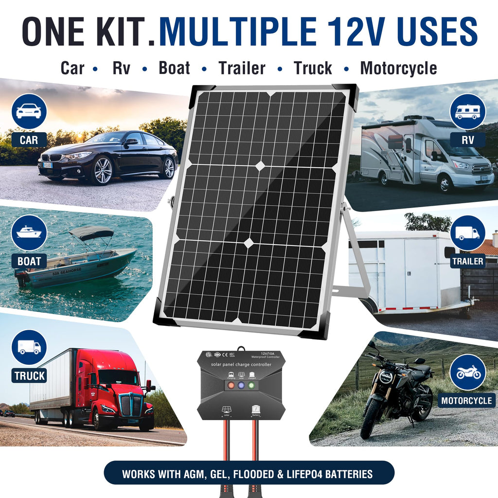 30W 12V Solar Panel Battery Charger Kit Z639273